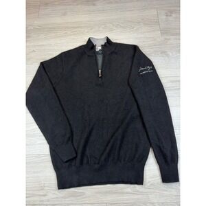 Peter Millar Black Cashmere Blend 1/4 Zip Sweater Montage Palmetto Bluff Size M
